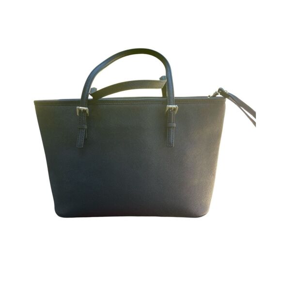 Michael Kors Jet Set Travel Medium Saffiano Leather Tote Black Gold Hardware - Picture 4 of 8